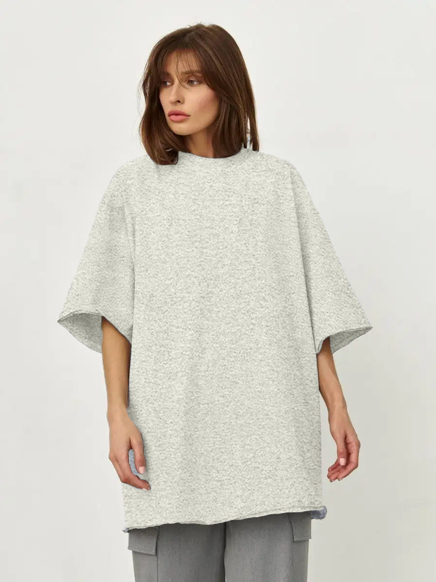Spring Summer Cotton T Shirt Solid Color Short Sleeve Women Loose Large Version