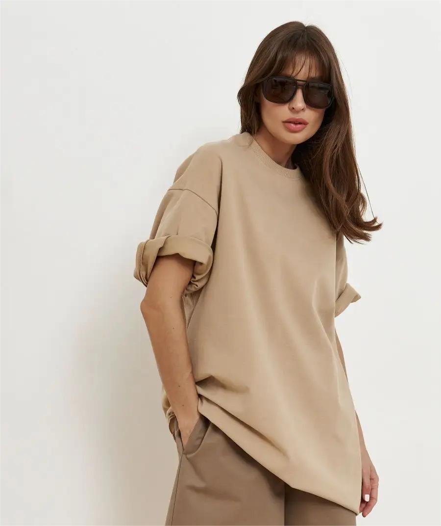 Spring Summer Cotton T Shirt Solid Color Short Sleeve Women Loose Large Version