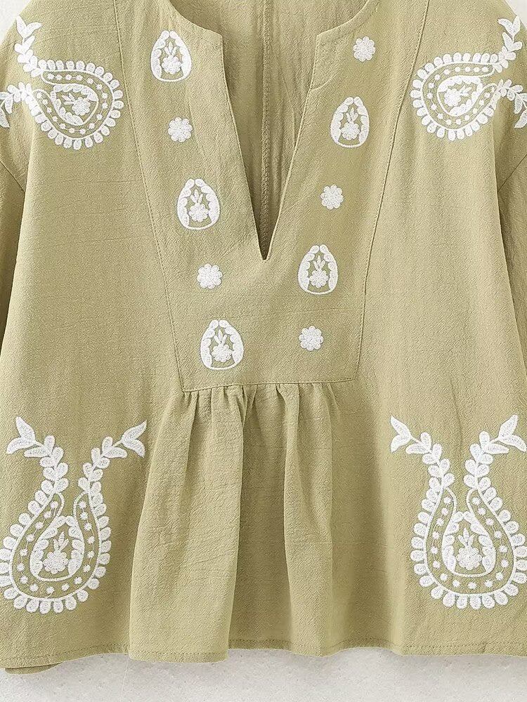 Women Wear Autumn Contrast Color Embroidery Long Upper Outer Garment