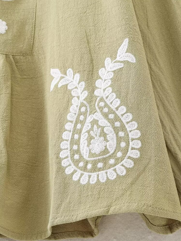 Women Wear Autumn Contrast Color Embroidery Long Upper Outer Garment