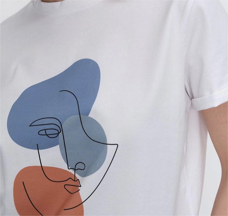 Summer Abstract Aesthetic Printed T Shirt Women Pure Cotton Soft Loose Basic Top T Shirt