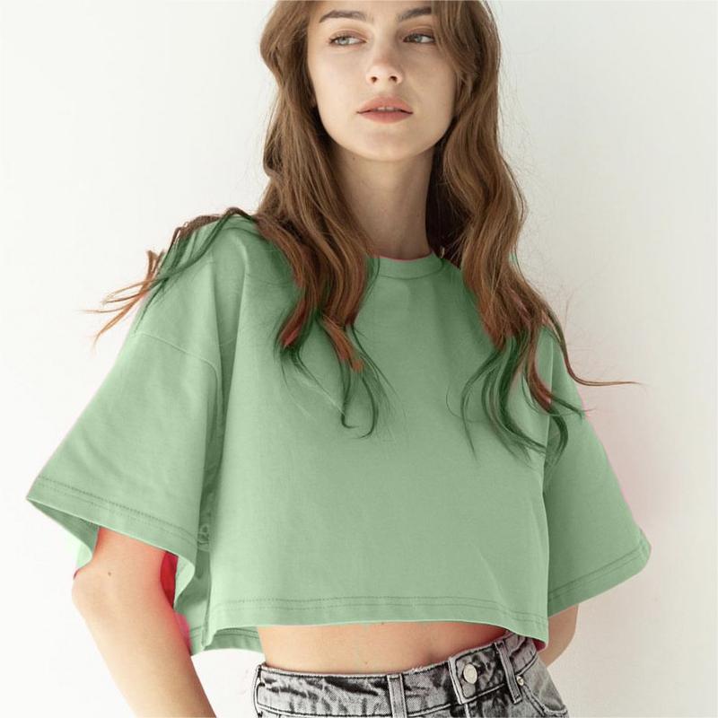 Spring Summer Solid Color Short T Shirt Women Cotton Short Sleeved Top Sexy