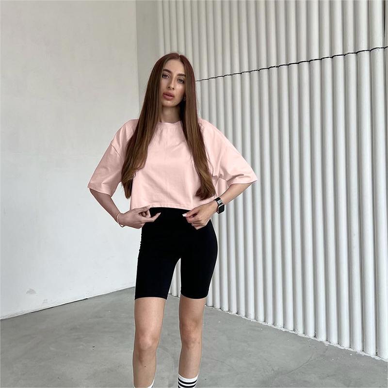 Spring Summer Solid Color Short T Shirt Women Cotton Short Sleeved Top Sexy