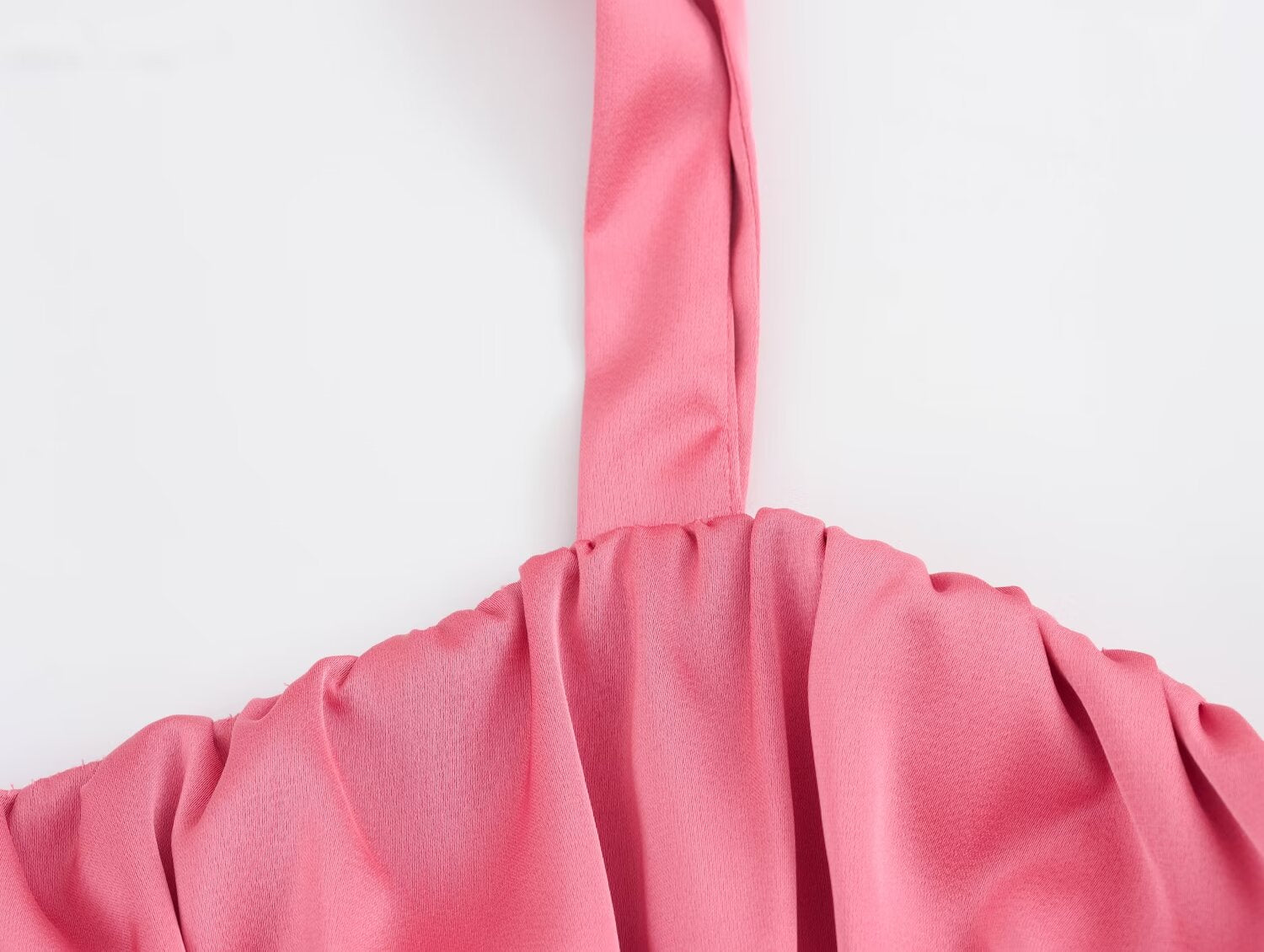 Summer Bowknot Decoration Pleated Satin Textured Top
