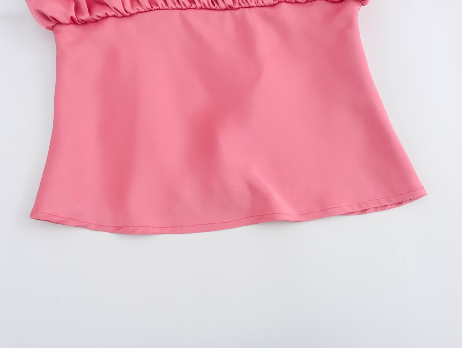 Summer Bowknot Decoration Pleated Satin Textured Top