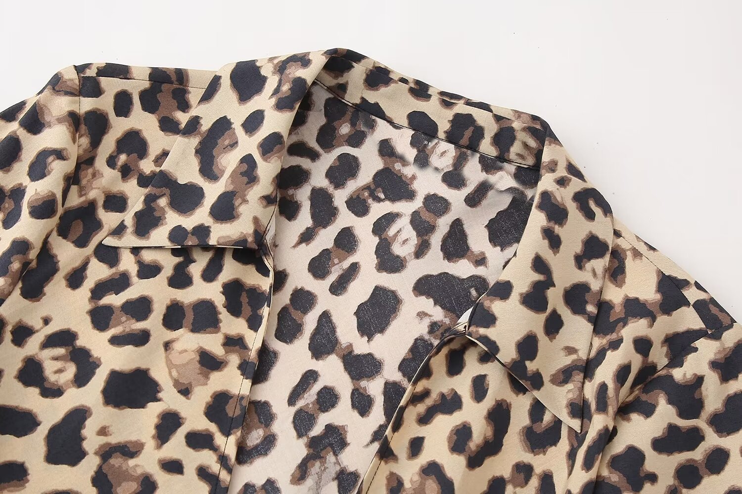 Summer Women Clothing Bowknot Decoration Animal Print Long Sleeve Shirt