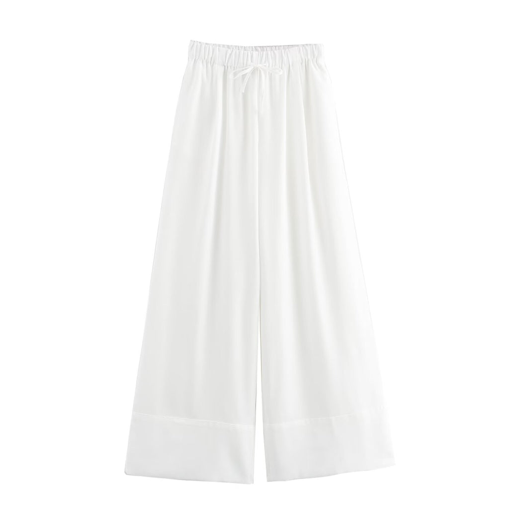 Summer Women Clothing Street Casual Linen Wide- Leg Pants