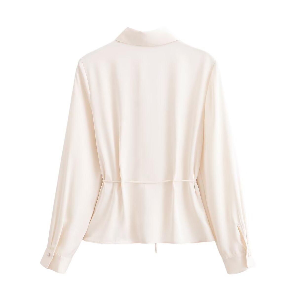 Women Clothing French Slim Slimming V Neckline Long Sleeve All Match Casual Shirt
