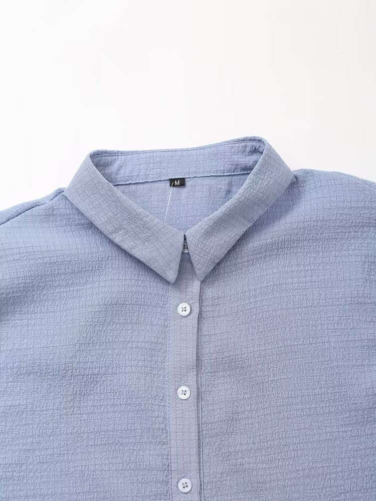 Summer Women Clothing Simple Hollow Out Cutout out Embroidery Short Shirt