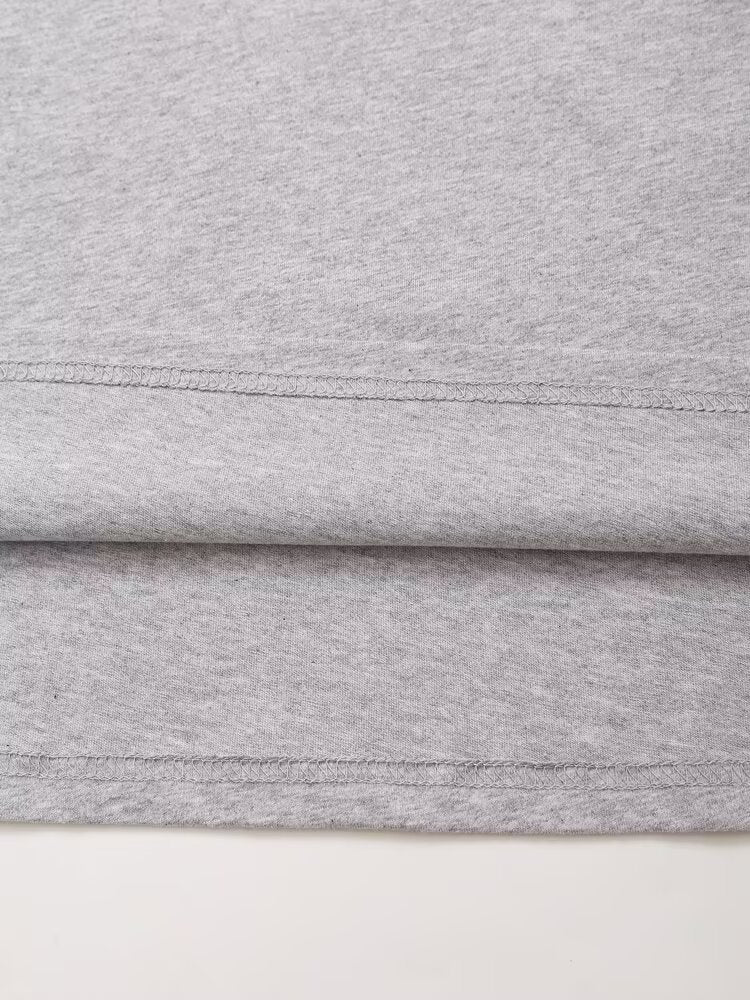 Summer Women Clothing Fashionable Simple Gray All Match Printed T shirt