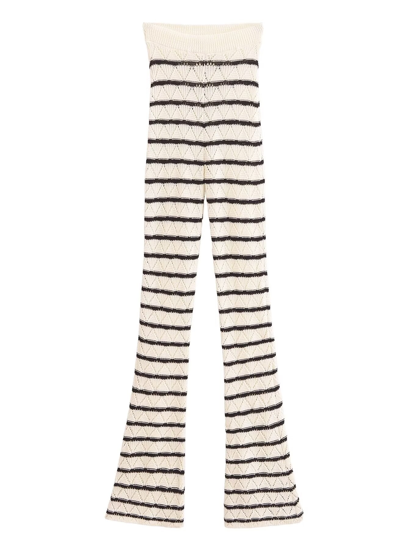 Fall Women Clothing Hollowed out Sweater Top Pant Sets