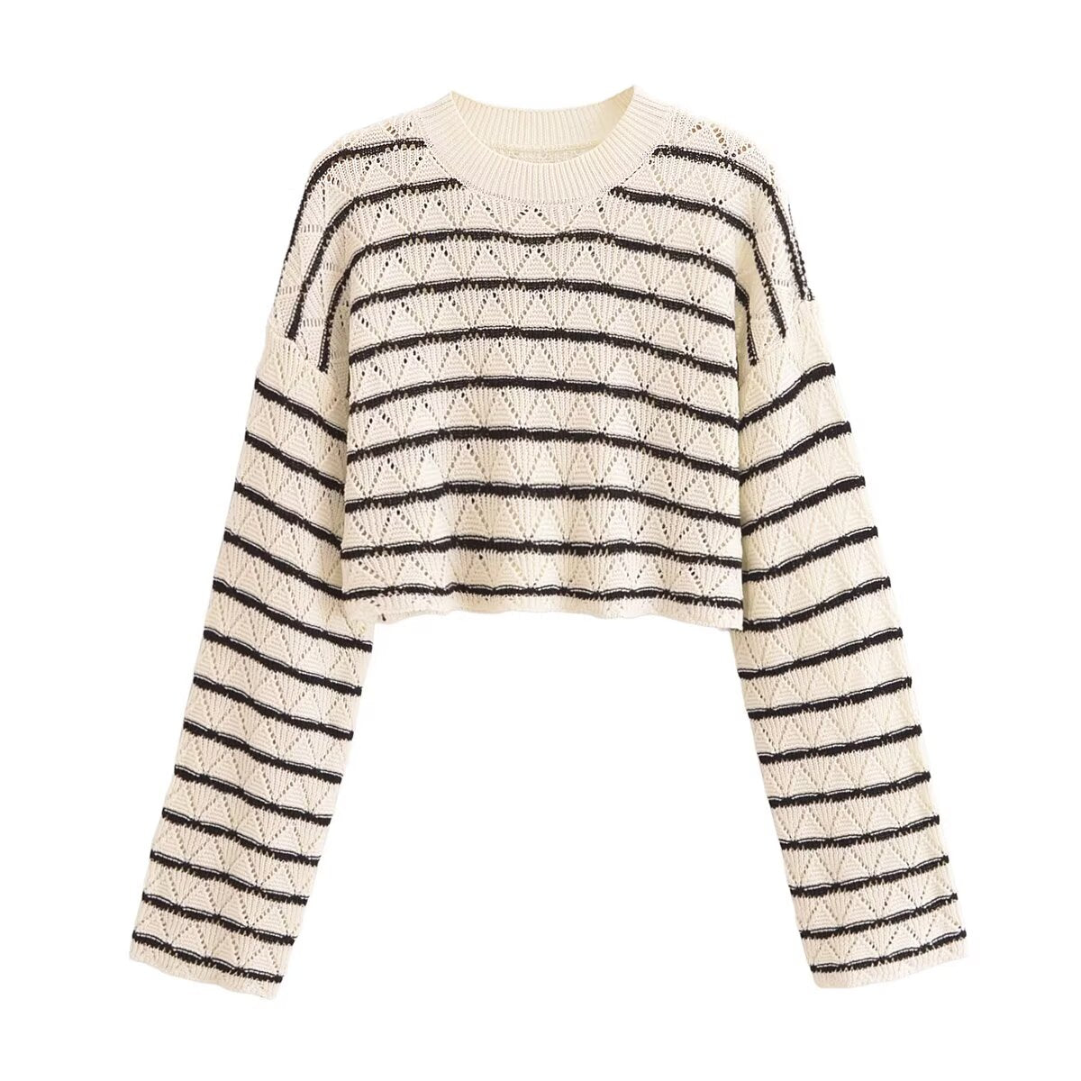 Fall Women Clothing Hollowed out Sweater Top Pant Sets