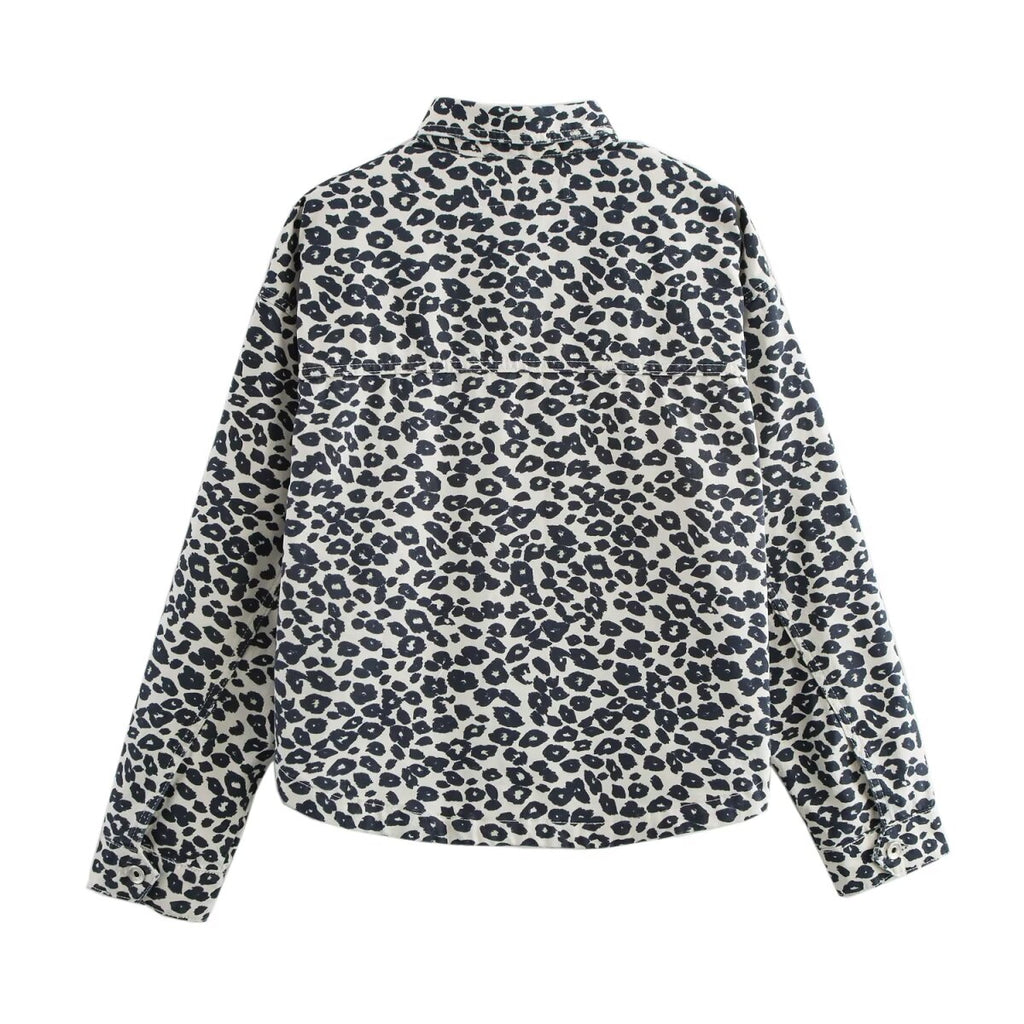 Printed Women Clothing Autumn High Waist Jeans Collared Jacket Pant Sets
