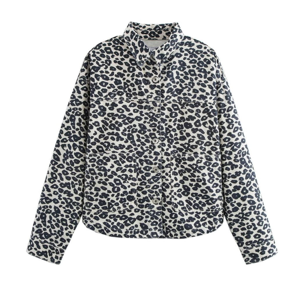 Printed Women Clothing Autumn High Waist Jeans Collared Jacket Pant Sets