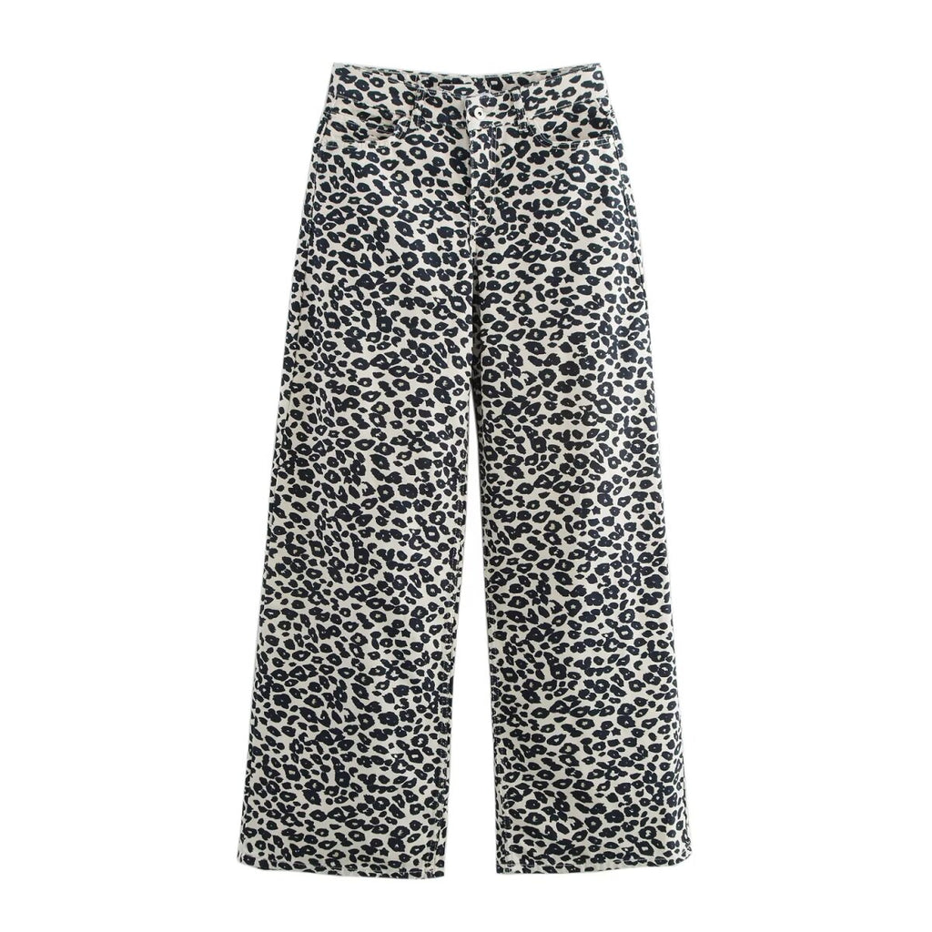 Printed Women Clothing Autumn High Waist Jeans Collared Jacket Pant Sets