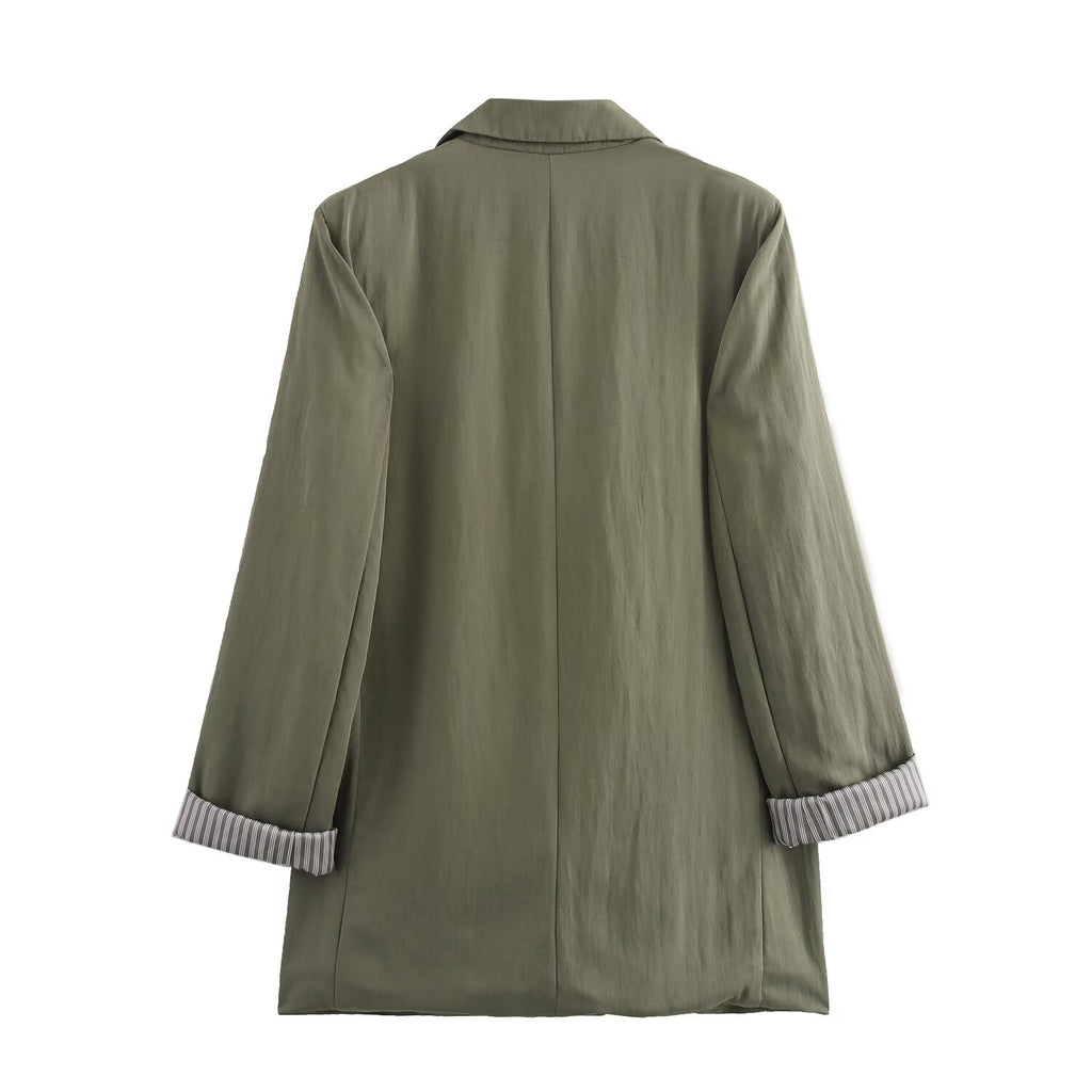 Autumn Roll up Sleeve Casual Blazer Pleated Effect Bloomers Women Sets