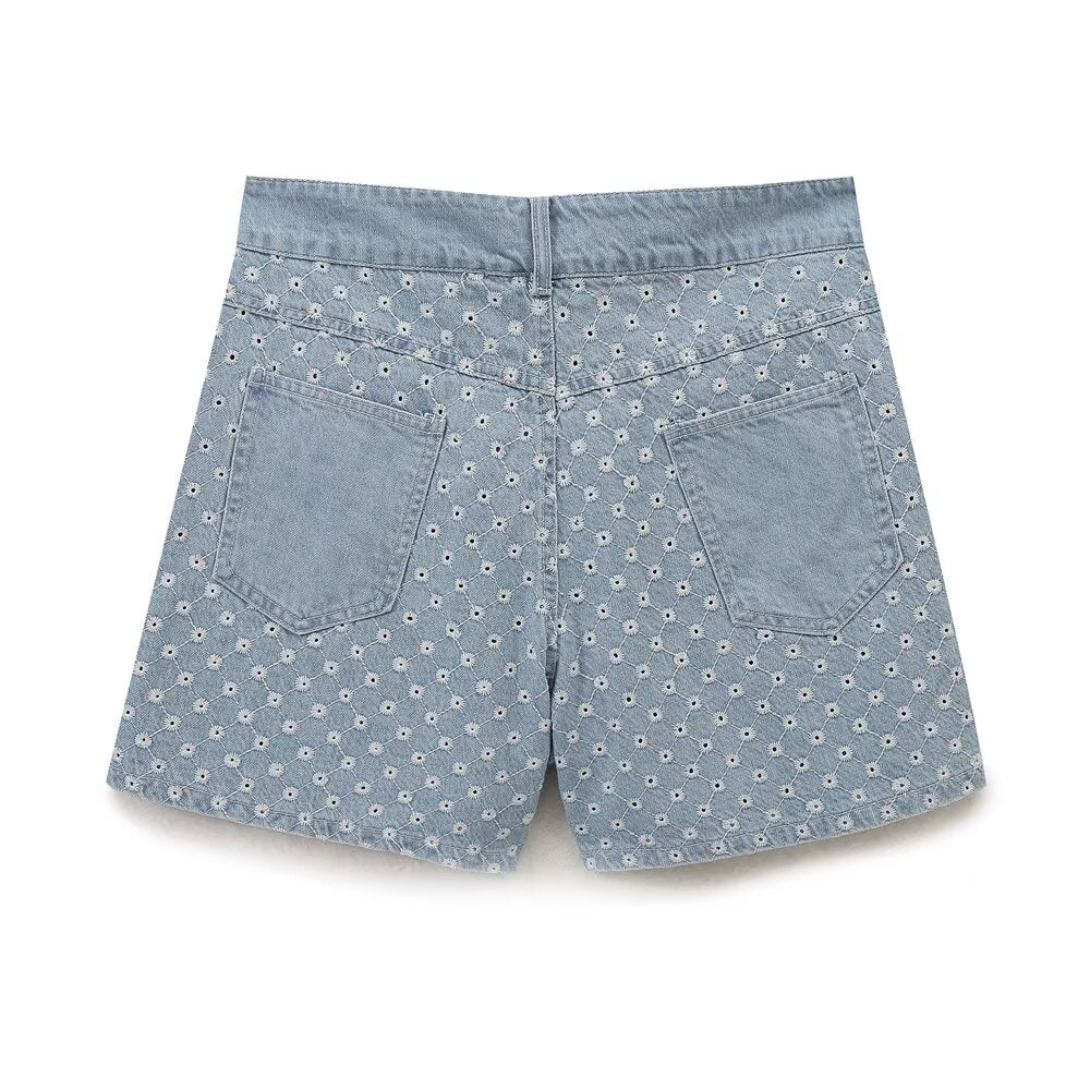 Summer Thin Design Light Blue Denim Short Sets