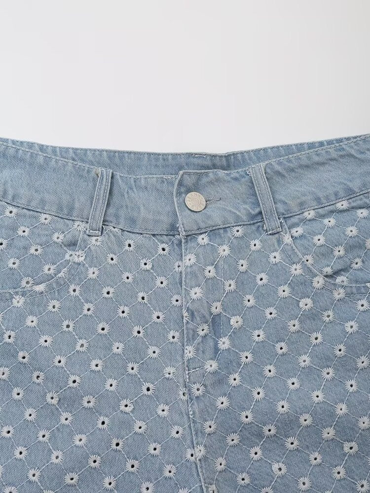 Summer Thin Design Light Blue Denim Short Sets