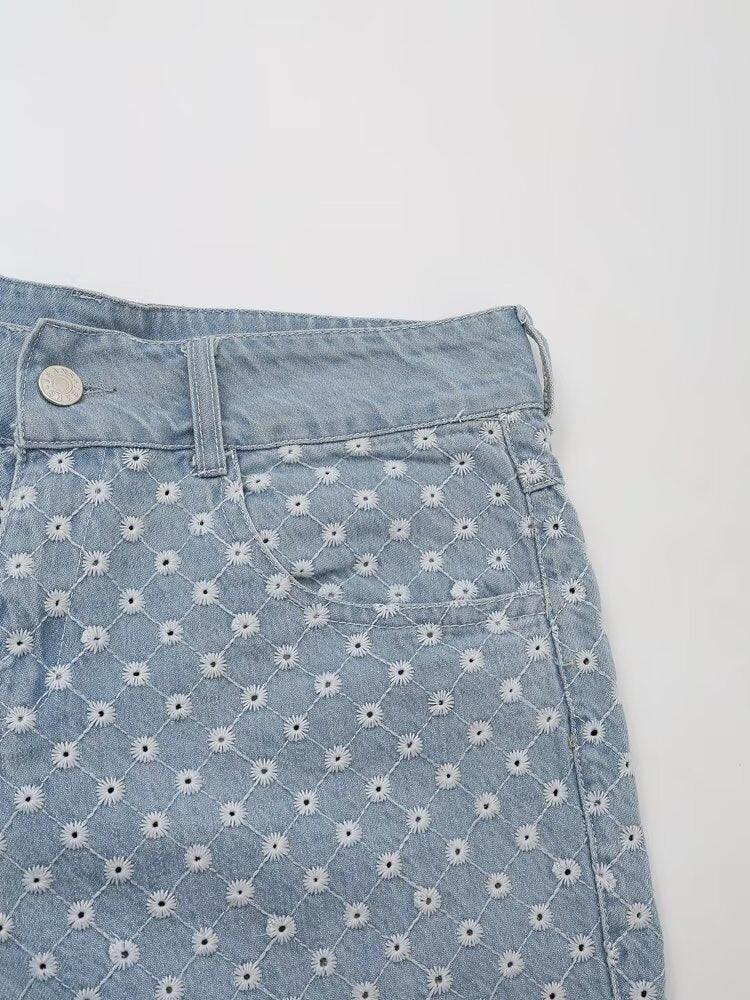 Summer Thin Design Light Blue Denim Short Sets