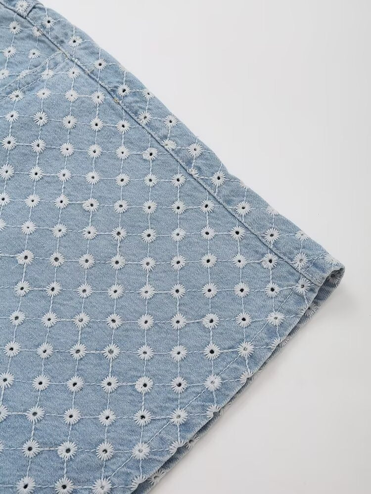 Summer Thin Design Light Blue Denim Short Sets