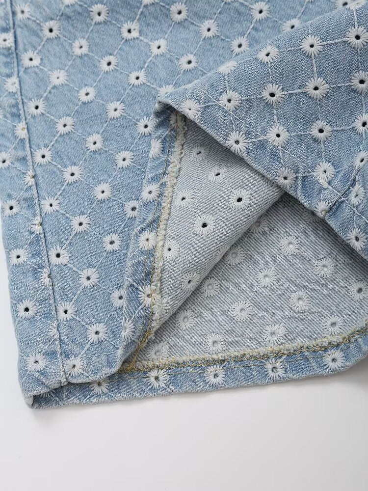 Summer Thin Design Light Blue Denim Short Sets