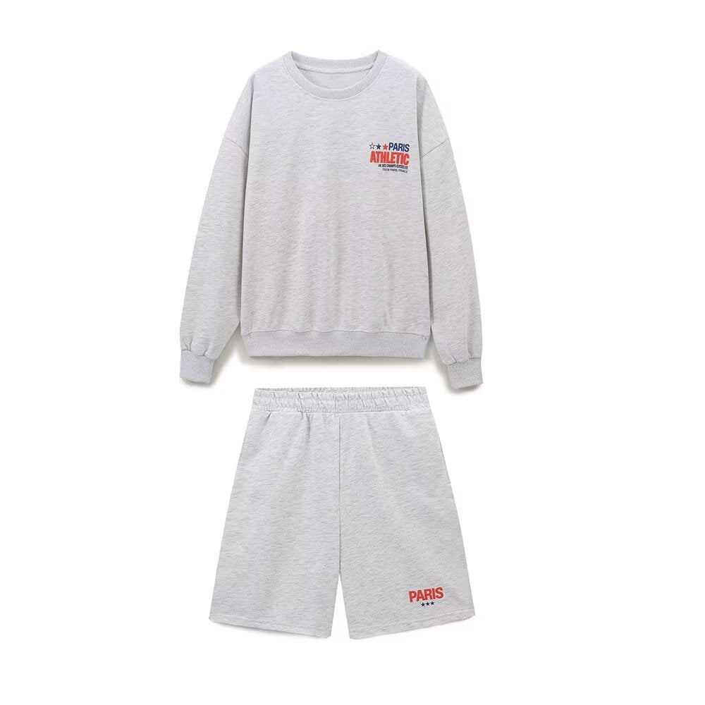 Autumn Sports Convex Printed Sweatshirt Printed Flannel Casual Shorts Sets