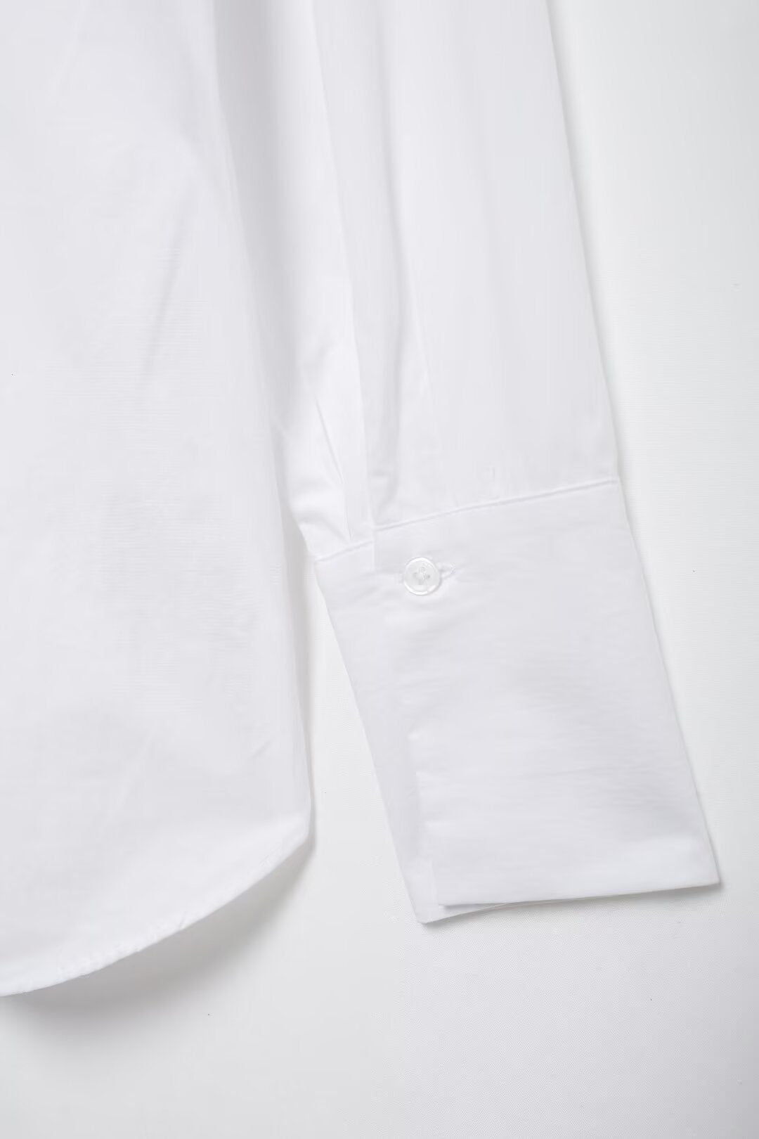 Autumn Women Casual Long Sleeve Single Breasted V Neck Pure White Shirt