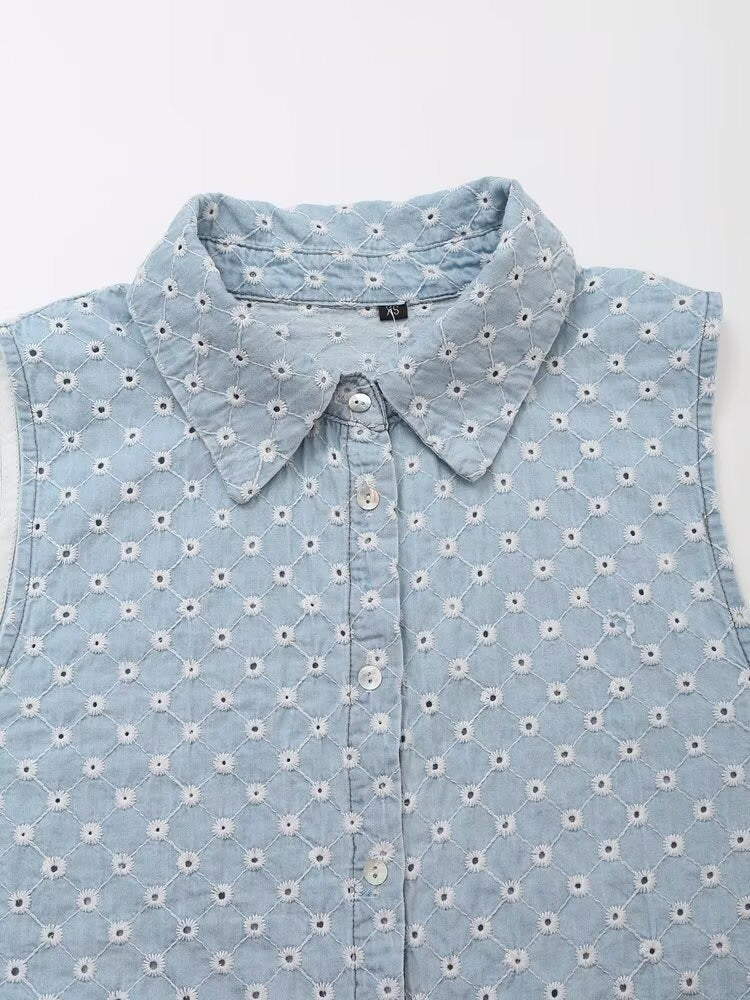 Summer Thin Design Light Blue Denim Short Sets