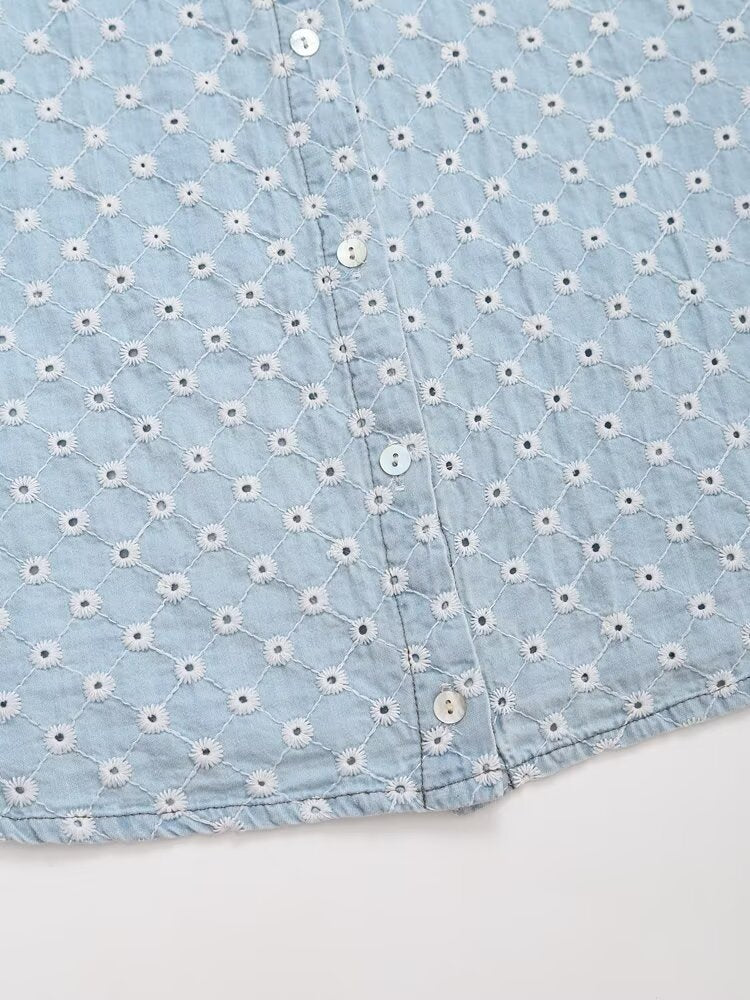 Summer Thin Design Light Blue Denim Short Sets