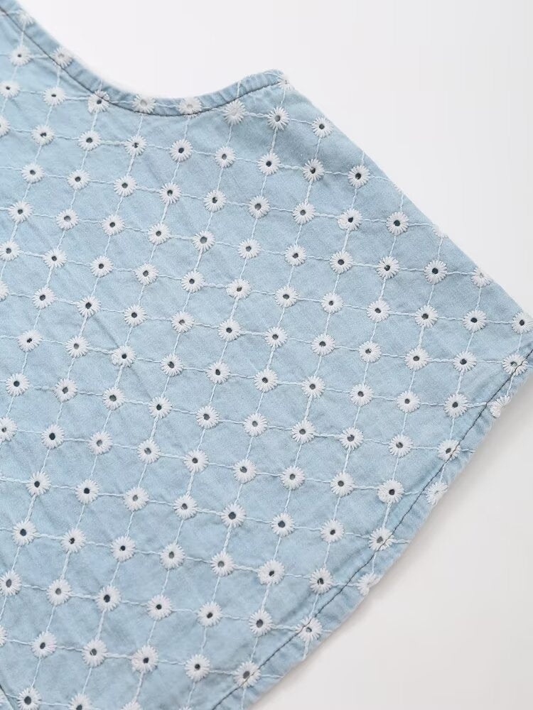 Summer Thin Design Light Blue Denim Short Sets
