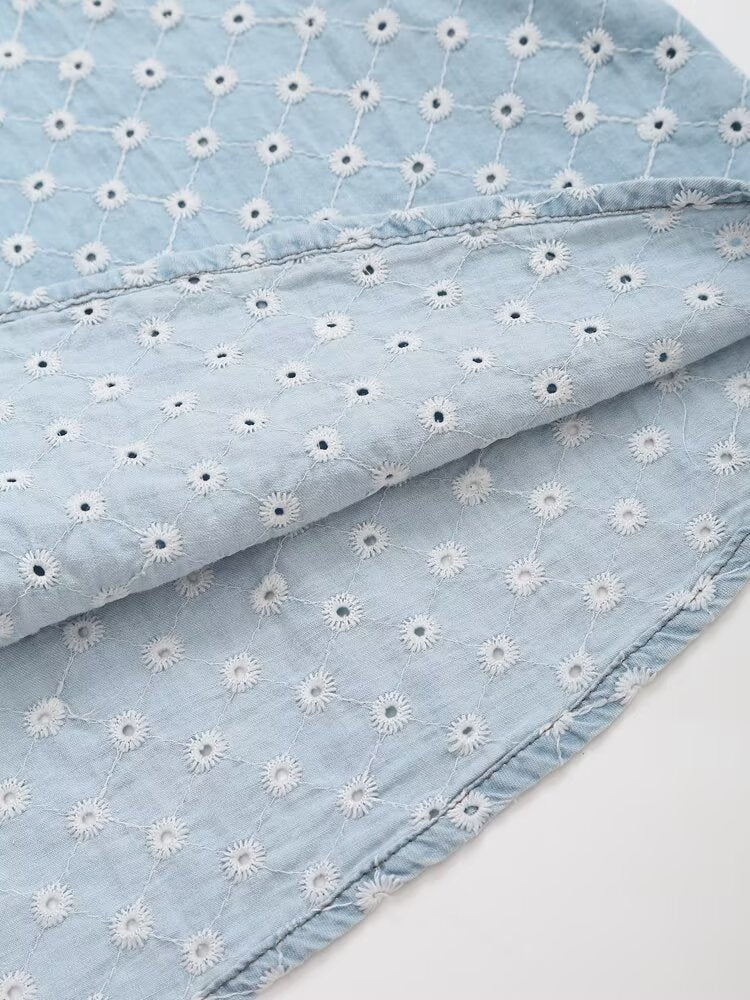 Summer Thin Design Light Blue Denim Short Sets