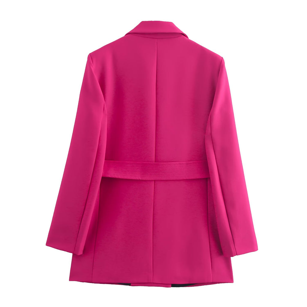 Women Back Waistband Blazer Thread Decoration Pants Sets