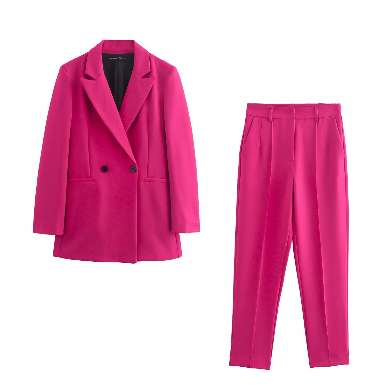 Women Back Waistband Blazer Thread Decoration Pants Sets