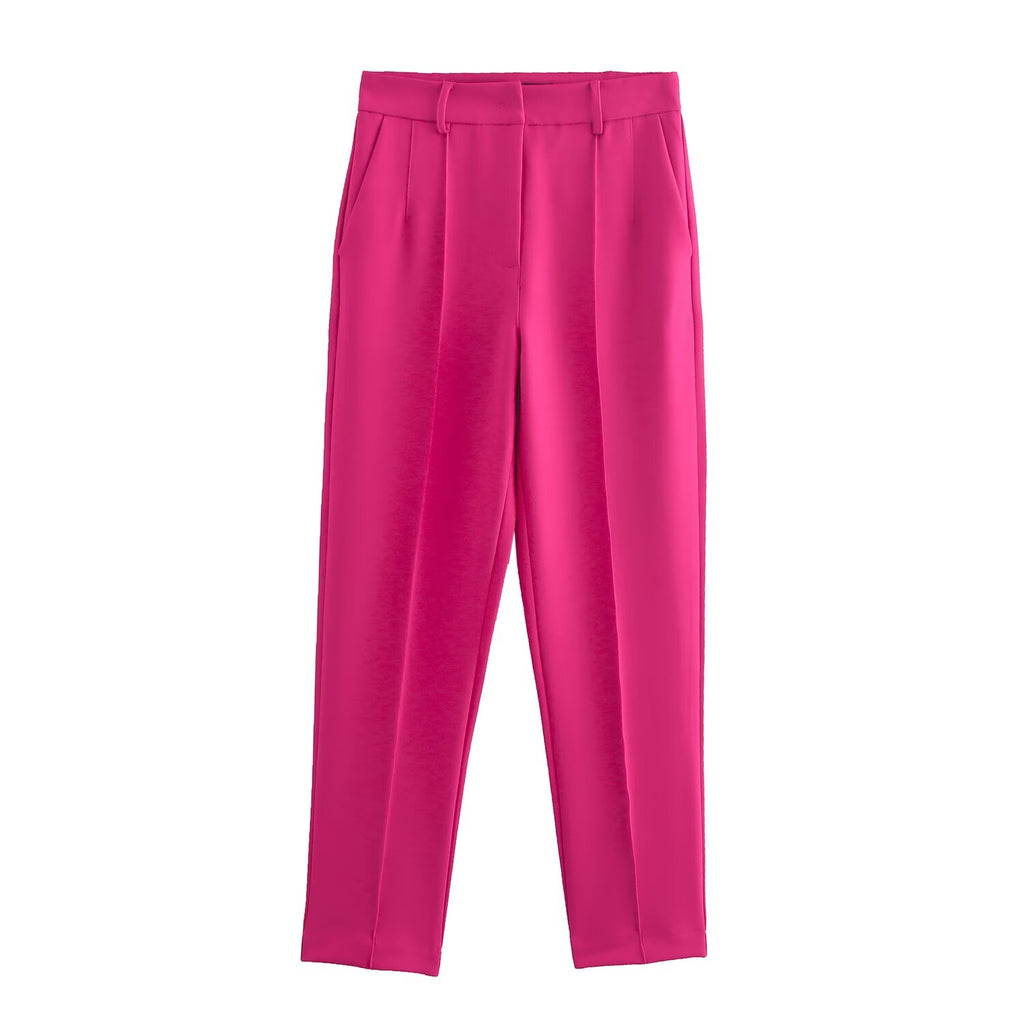 Women Back Waistband Blazer Thread Decoration Pants Sets