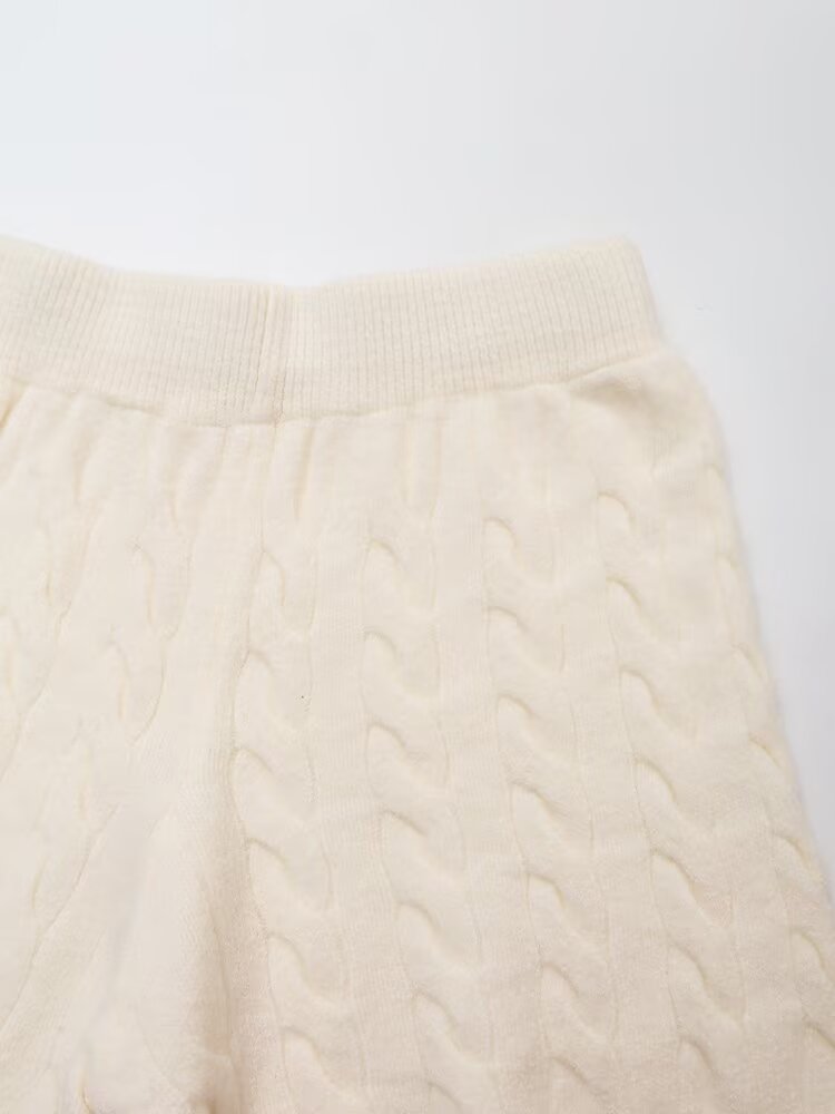 Early Autumn White Loose Lazy Round Neck Sweatshirt High Waist Wide Leg Shorts Sets