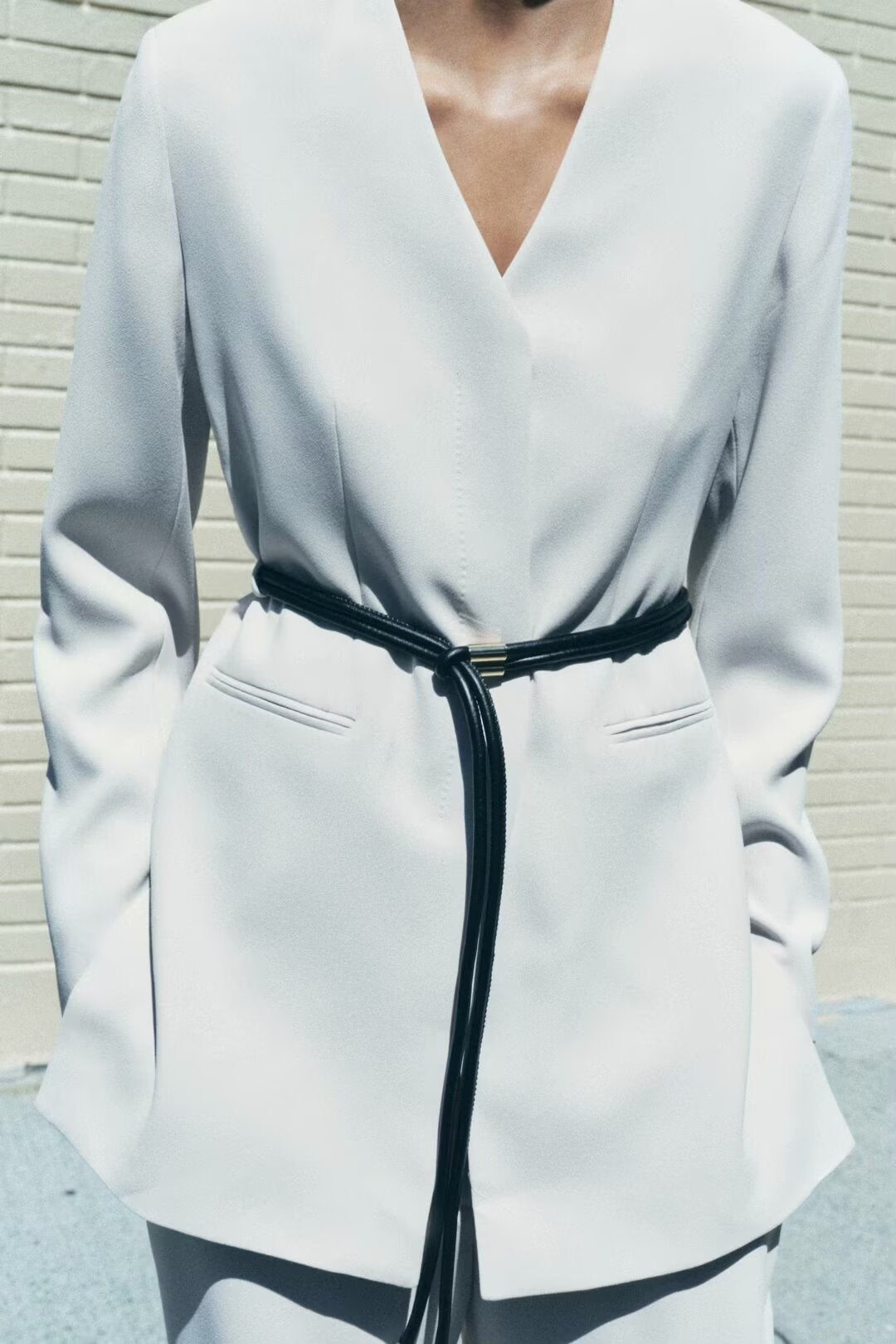 Autumn with Belt Blazer Straight Leg Pants Sets