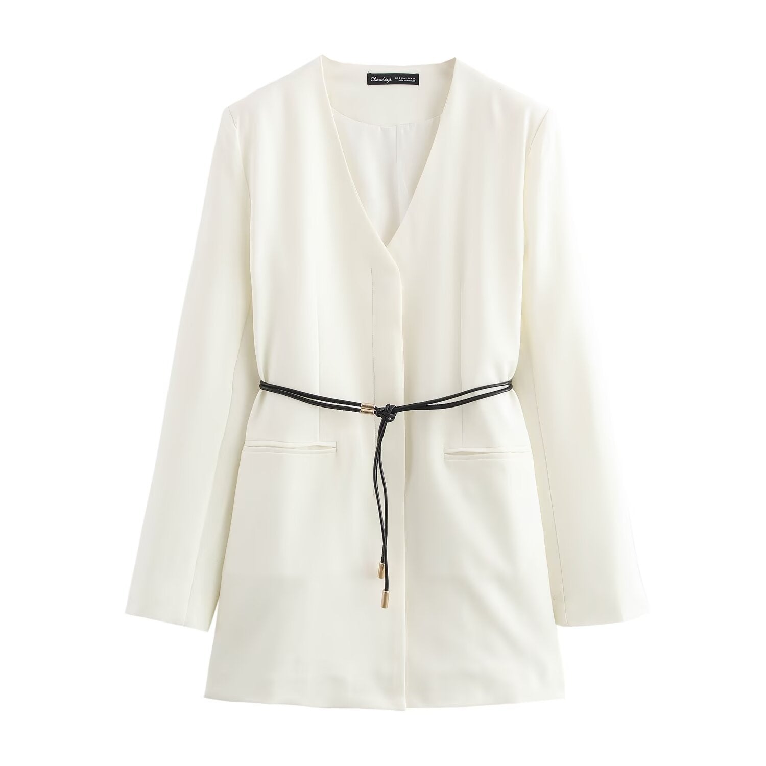 Autumn with Belt Blazer Straight Leg Pants Sets