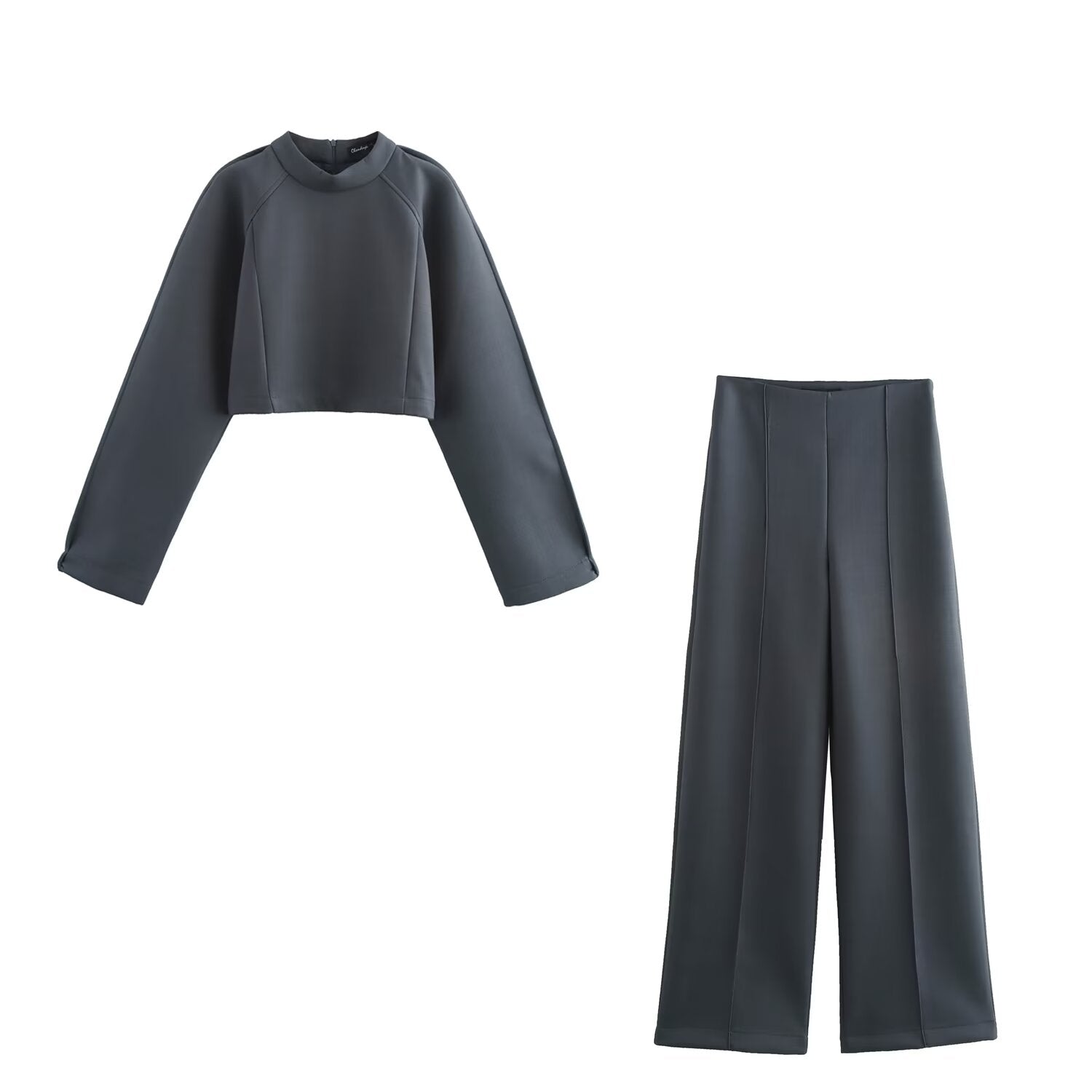 Spring Autumn Women Long Sleeve Sweater Short Top Sets