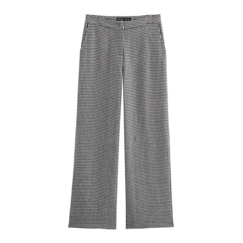 Autumn Houndstooth Short Blazer Wide Leg Pants Sets