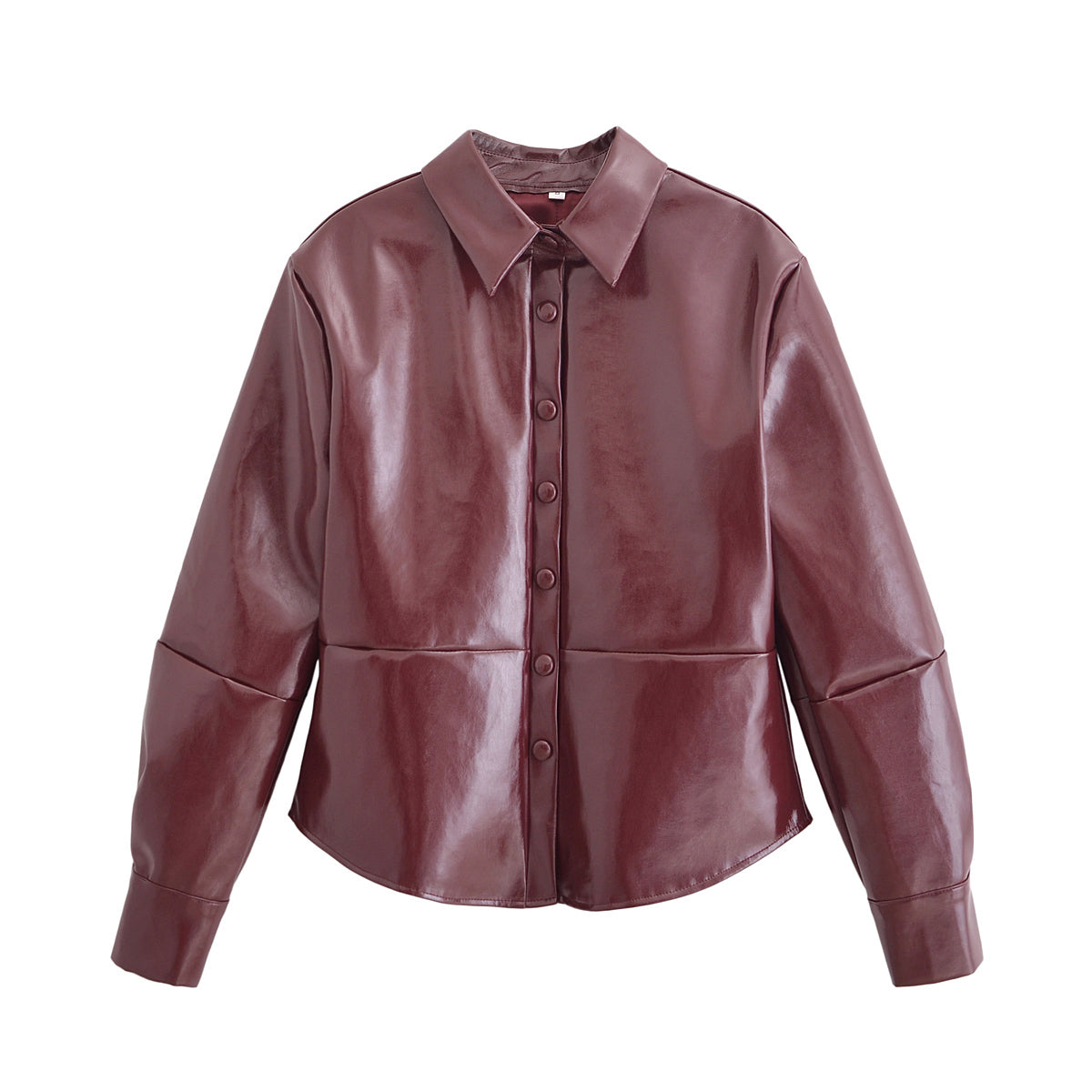 Glossy Short Jacket Skirt Sets Fall Street Locomotive Leather Coat