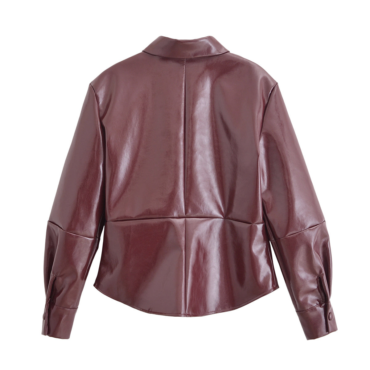 Glossy Short Jacket Skirt Sets Fall Street Locomotive Leather Coat