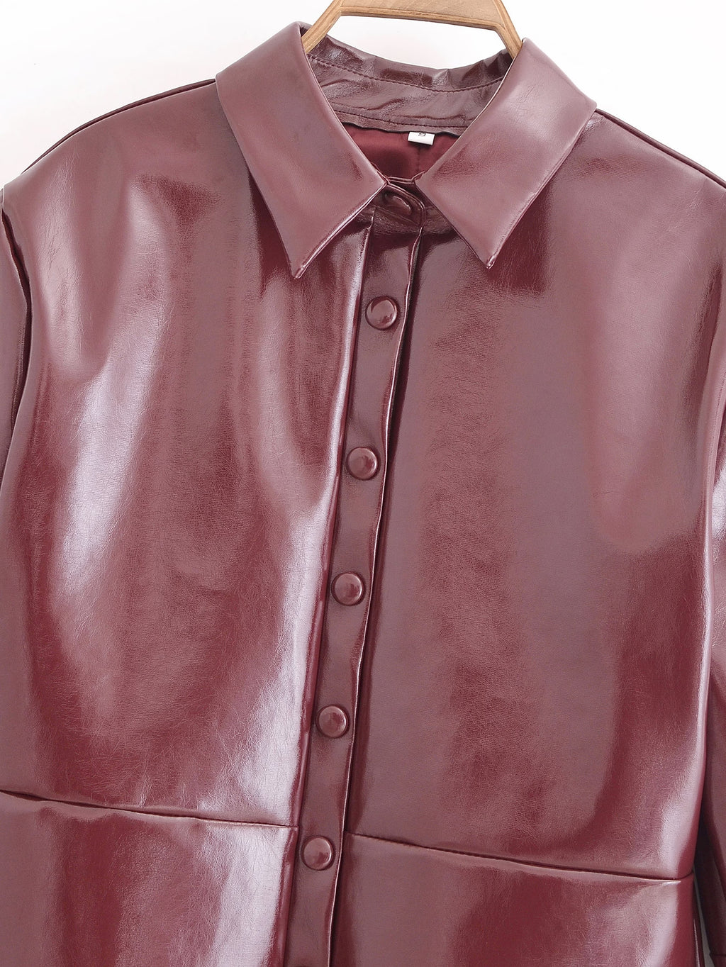 Glossy Short Jacket Skirt Sets Fall Street Locomotive Leather Coat