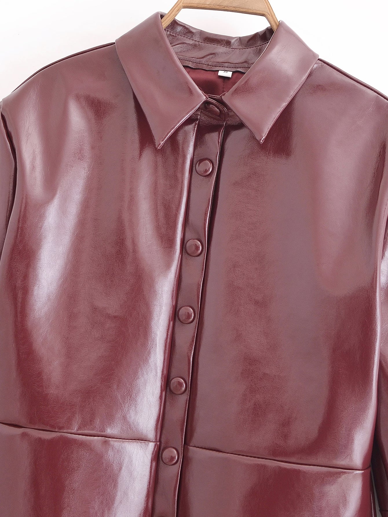 Glossy Short Jacket Skirt Sets Fall Street Locomotive Leather Coat