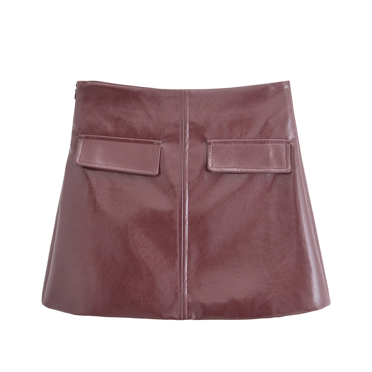 Glossy Short Jacket Skirt Sets Fall Street Locomotive Leather Coat