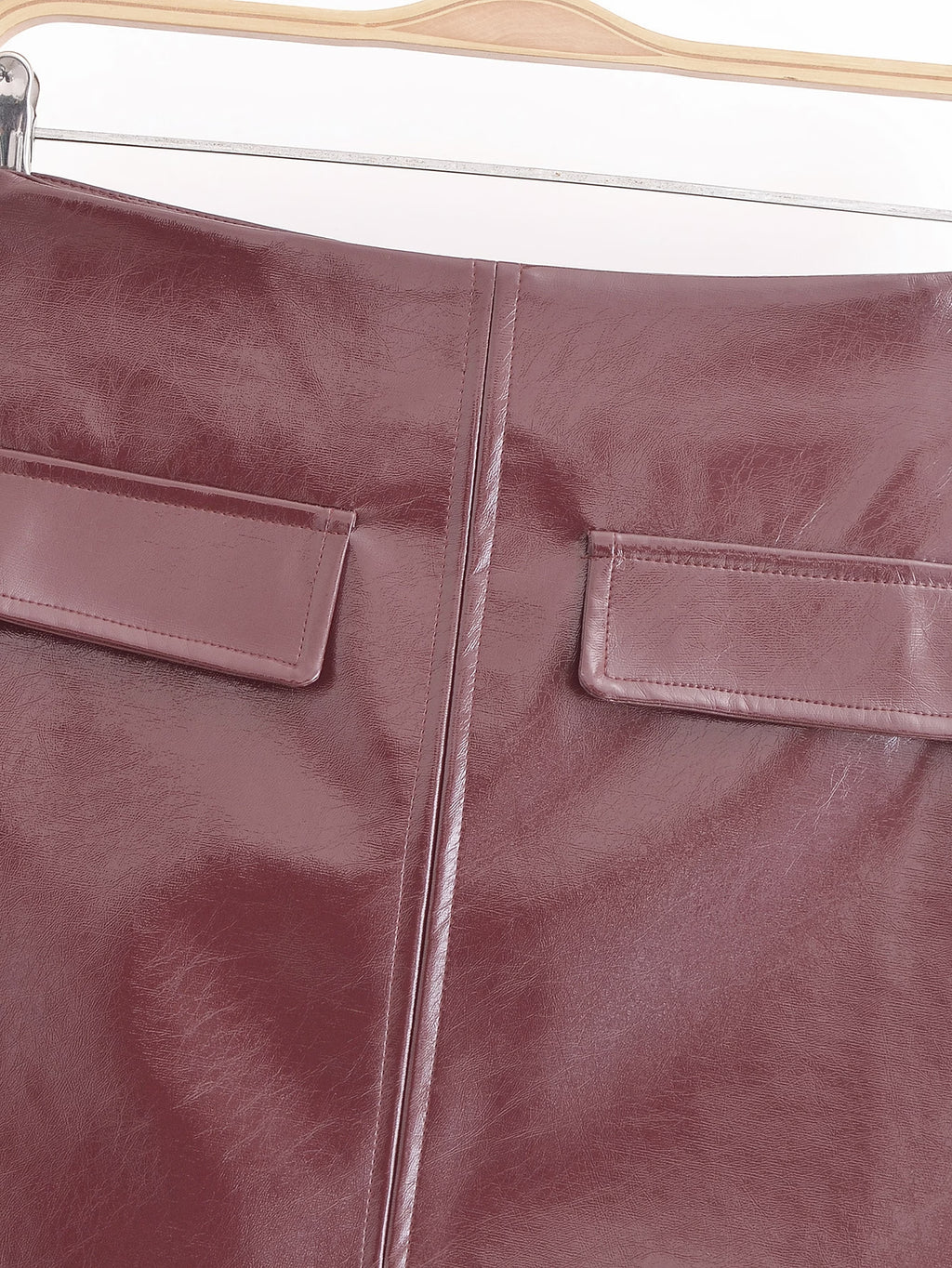 Glossy Short Jacket Skirt Sets Fall Street Locomotive Leather Coat