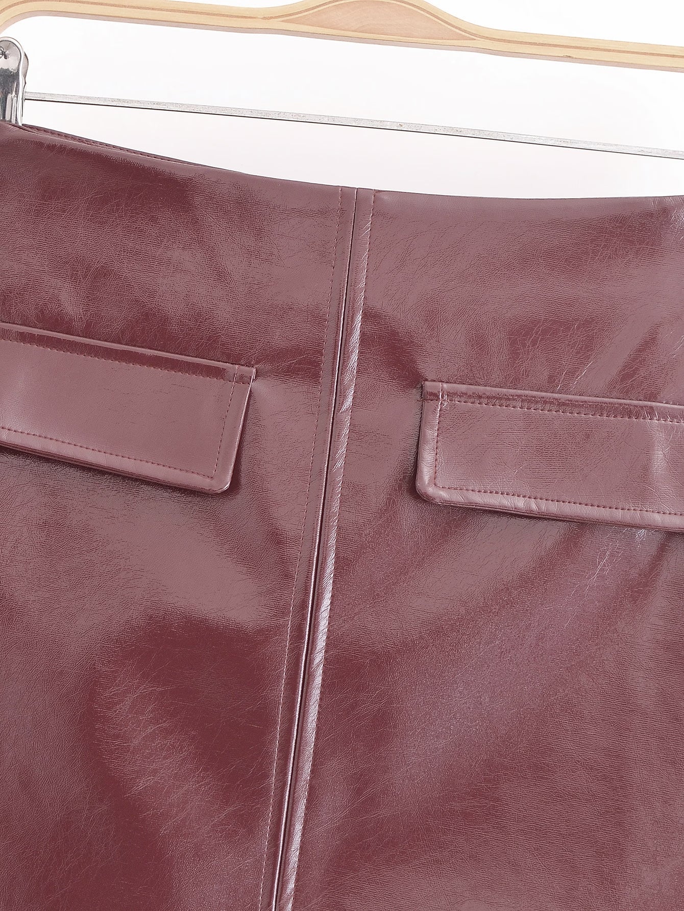 Glossy Short Jacket Skirt Sets Fall Street Locomotive Leather Coat