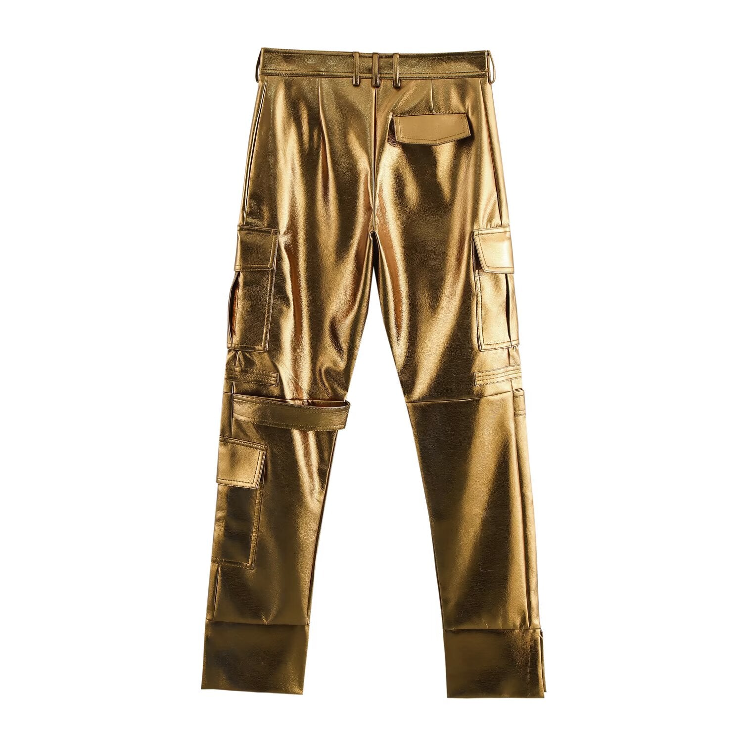 Women Clothing Autumn Winter Street Casual Pants Tooling Leather Harem Pants