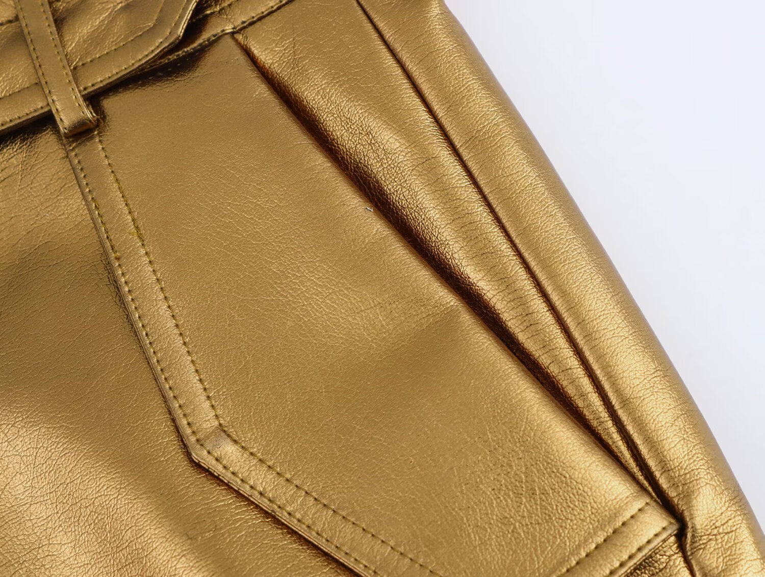 Women Clothing Autumn Winter Street Casual Pants Tooling Leather Harem Pants