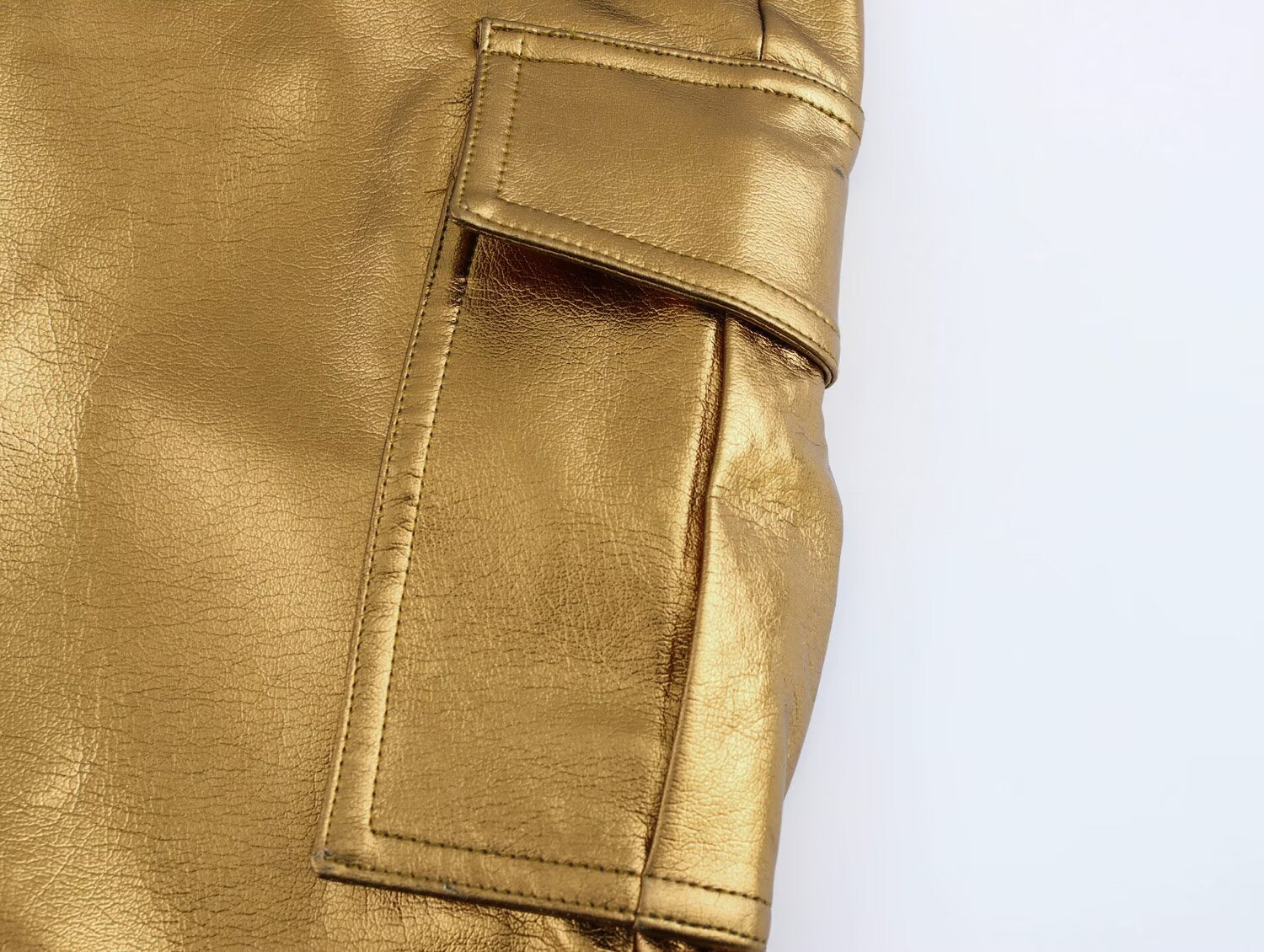 Women Clothing Autumn Winter Street Casual Pants Tooling Leather Harem Pants