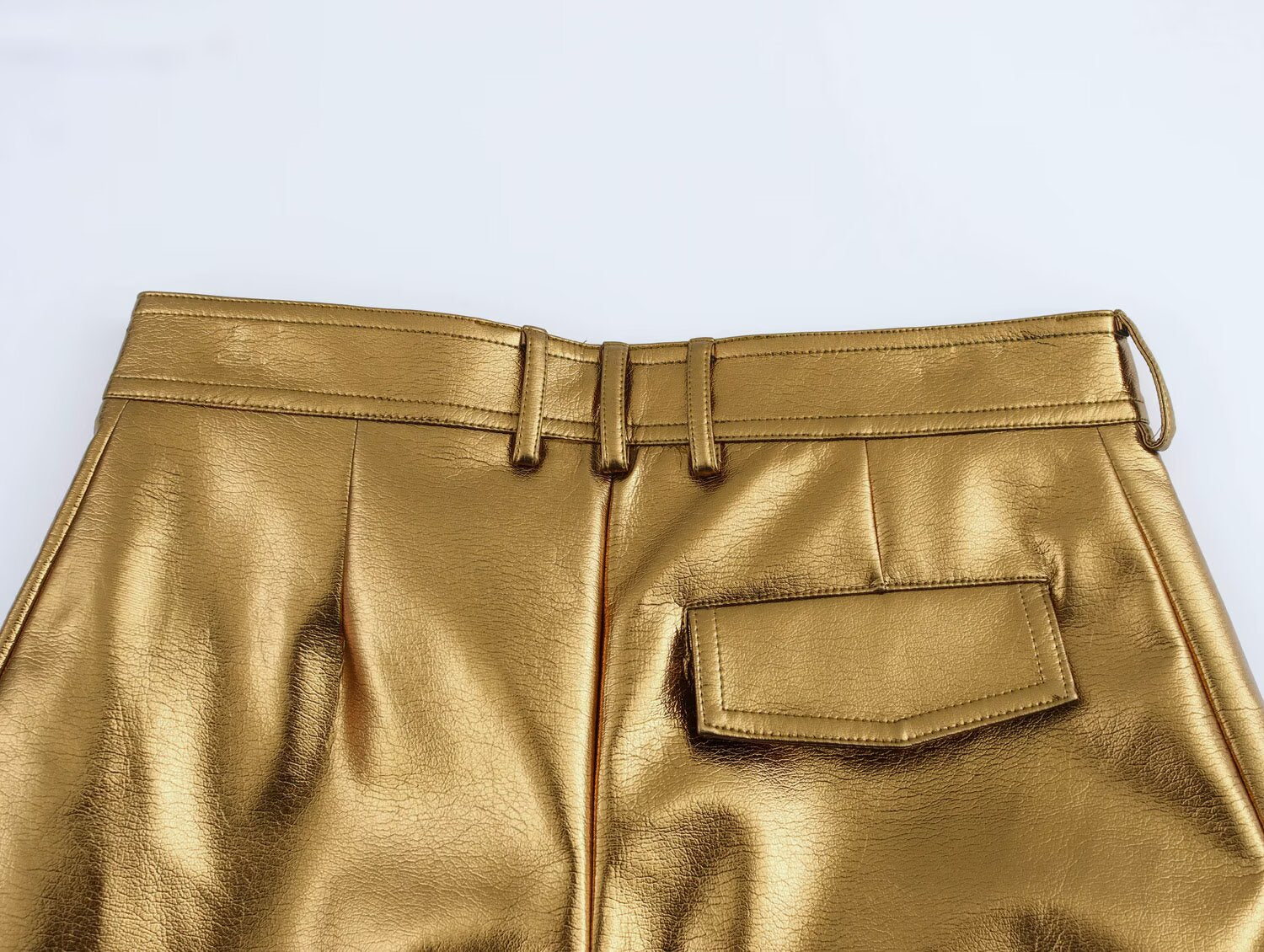 Women Clothing Autumn Winter Street Casual Pants Tooling Leather Harem Pants